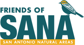 Logo for Friends of SANA (San Antonio Natural Areas) featuring the text and a small bird icon for birding in San Antonio.